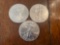 (3) walking liberty silver dollars