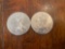 (2) walking liberty silver dollars