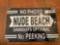 12x8 porcelain nude beach sign