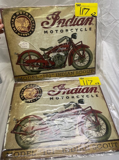 (2) 16x12 metal Indian motorcycle signs