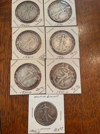 (7) walking liberty silver halves