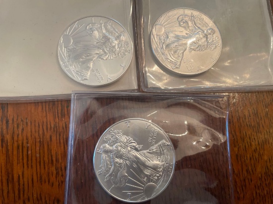 (3) 2015 walking liberty silver dollars