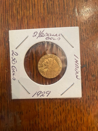 1929 $2 1/2 Indian US gold coin