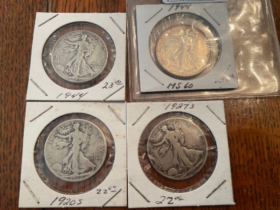 (4) walking liberty silver halves