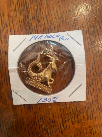 14K gold pin- Capricornus goat