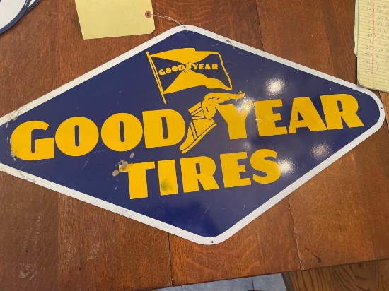heavy steel Goodyear sign