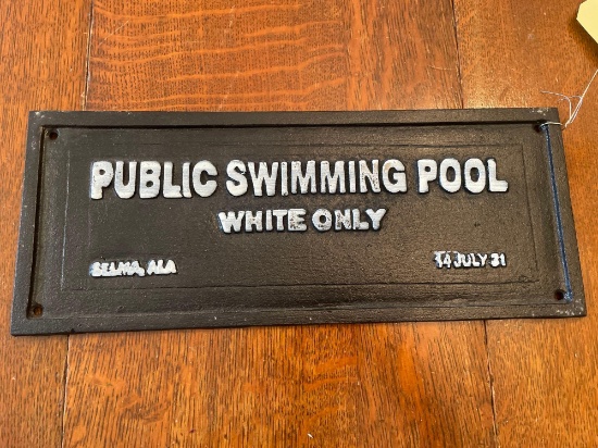 13in x 5.5in Cast Iron White Only sign
