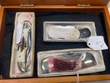 (3) bone handle pocket knives with stainless blades
