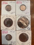 (6) Indian head Pennies