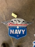 Tin Budweiser Navy Sign