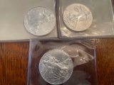 (3) 2015 walking liberty silver dollars