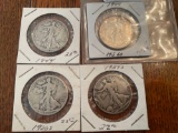 (4) walking liberty silver halves