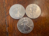 (3) walking liberty silver dollars