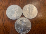 (3) walking liberty silver dollars