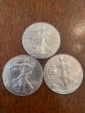 (3) walking liberty silver dollars