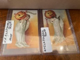 (2) early VF clapsaddle halloween post cards