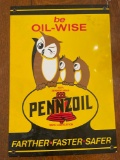 16 x 11in porcelain pennzoil sign