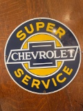 11in diameter porcelain chevy sign