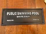 13in x 5.5in Cast Iron White Only sign
