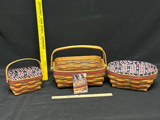 3 Longaberger Blue Ribbon Baskets