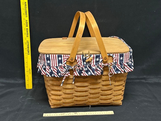 Longaberger Red White Blue Picnic Basket