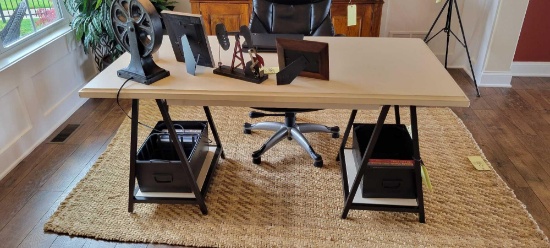 Modern plank top desk with A frame bases