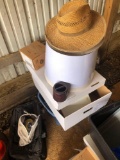 Straw hats, lamp shades, binders, wire wheels, shoes