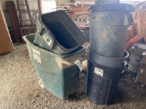 (5) Trash Cans, Cart