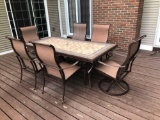 Patio Table With (6) Chairs And Umbrella
