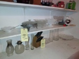 Shelf Contents - Ice Bucket, Glassware, Serving Pieces, & more