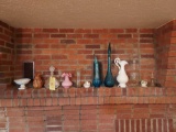 Basement Mantle Contents - Glassware, Vases, & Small Decor