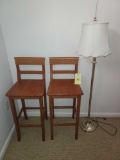 2 Stool Chairs & Floor Lamp