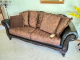 Leather & Upholstered Floral 2 Cushion Sofa