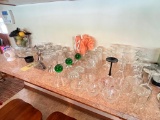 Stemware, glassware, cut glass bowls, decanter set, shakers, misc.