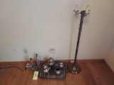 Silver Plated Serving Set, Floor Lamp, & Figurines