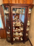 Oak Curved Glass Curio Cabinet *CONTENTS NOT INCLUDED*