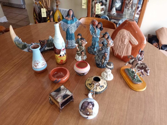 Assorted indian themed figures and decorative items