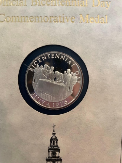 1976 commemorative silver medal & book