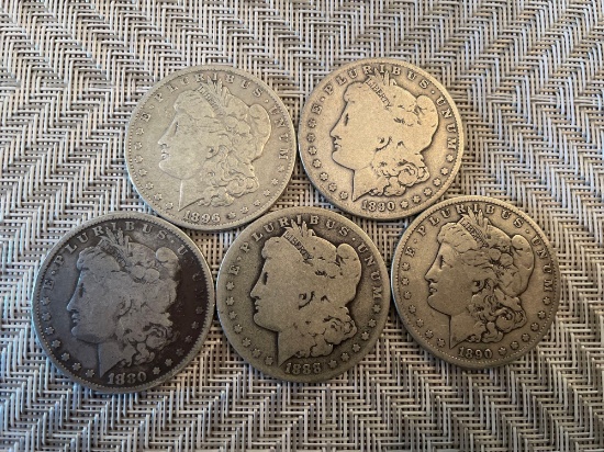 (5) Morgan silver dollars