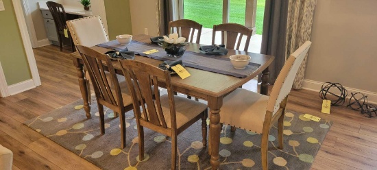 Latitude Furniture table with leaf and 6 chairs, 2 non matching captain chairs