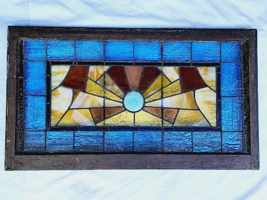 Beautiful antique leaded window w/ unusual rippled glass