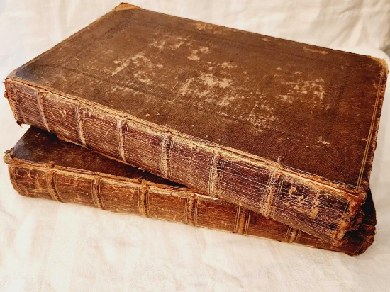 (2) antique books dated 1722, The Works Dr. John Tillotfon