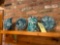 Enameled Emerald Swirl Graniteware Pitchers and Plates