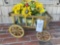Decorative Miniature Wagon With Artificial Flowers