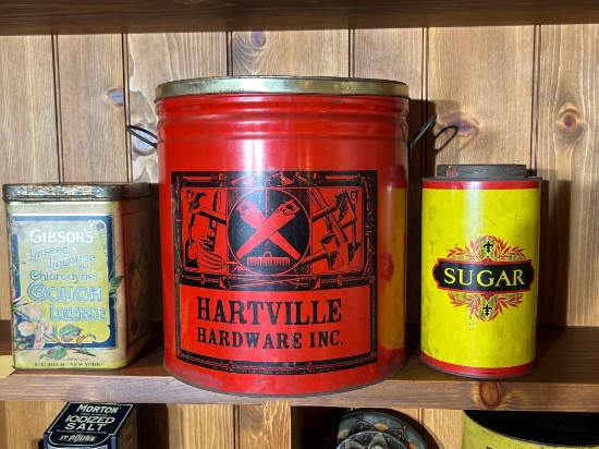 Hartville Hardware, Sugar, Gibsons Cough Lozenge Tins