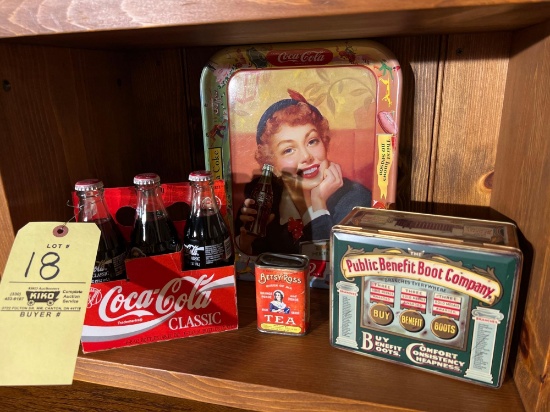 Coke Trays and Bottles, Advertising Tins