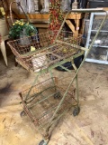 Vintage Metal Cart with Wire Baskets