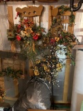 Floral Decor, Lighted Tree, Antique Chair Displays, Boxes of Artificial Vine