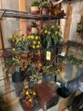 Floral Decor, Artificial Flowers in Watering Cans, Early Wood Crate