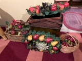 Artificial Fruit Baskets, Decor, Metal and Wood Basket